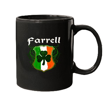 Discover Farrell Irish Surname Ireland Flag Shield Shamrock Mugs