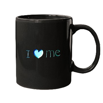 Discover i love me lettering blue Mugs