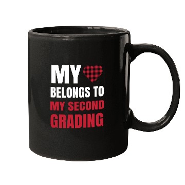 Discover Heart Buffalo Plaid Clothes 2nd Grade Teacher Mugs