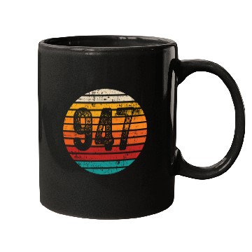 Discover Distressed Vintage Sunset 947 Area Code Mugs