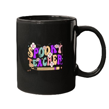 Discover Spooky Season Retro Spooky Teacher Halloween Funny Mugs