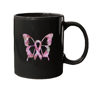 Discover Ribbon Butterfly flower Breast Cancer Awareness Mugs
