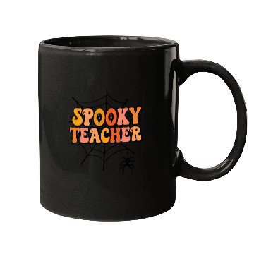 Discover Retro Spooky Teacher Rainbow Words Mugs