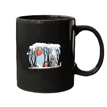 Discover Winter landscape with fox and owl Mugs