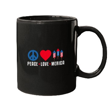 Discover Peace Love Merica US Flag Independence Mugs