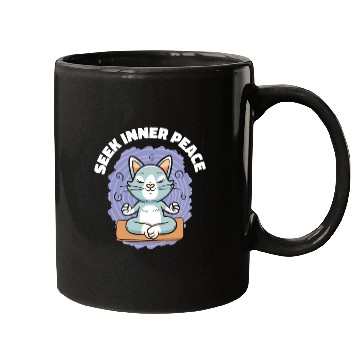 Discover Serenity Cat Yoga Cat Owner Meditation Yoga Fan Mugs