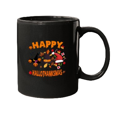 Discover Wine Halloween Christmas Happy Hallothanksmas Mugs