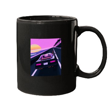 Discover Vaporwave Aesthetic Sports Car Driving Into A Mugs