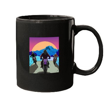 Discover Dirt Bike Rider Sunset Mountain Road Mugs