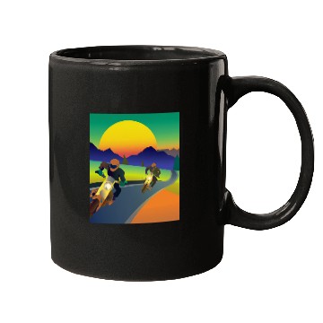 Discover Dirt Bike Rider Sunset Mountain Road Mugs