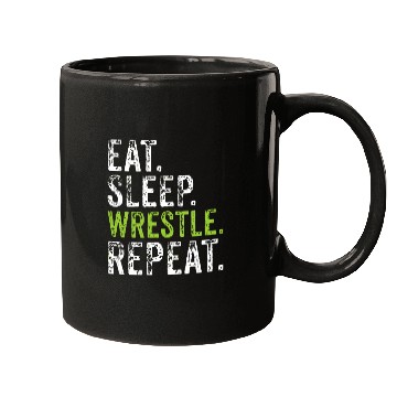 Discover Eat Sleep Wrestle Repeat Sport Wrestler Player Tea Mugs