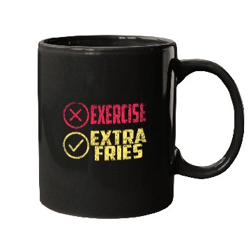Discover Exercise Extra Fries Chips Workout Gym Mugs