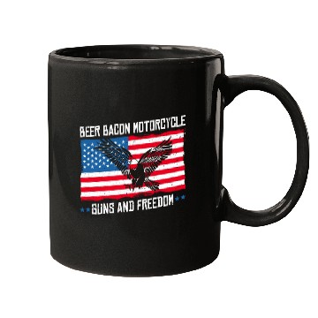 Discover Beer Bacon Motorcycle Guns And Freedom US Flag Mugs