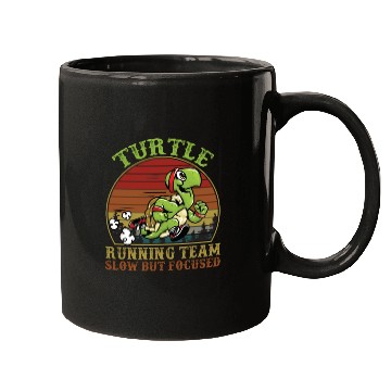 Discover Turtle Running Team Slow But Focused Funny Vintage Mugs