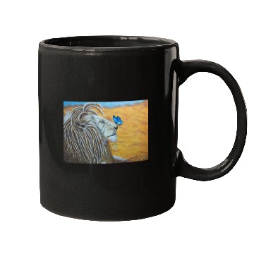 Discover Rasta lion and blue butterfly Mugs