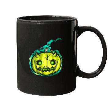 Discover Green Pumpkin Spirit With Horns Halloween Mugs
