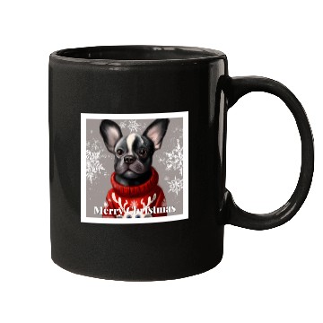 Discover Festive French Bulldog in a cute sweater. Mugs