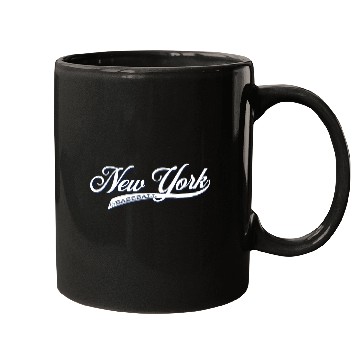Discover New York script retro baseball white Mugs