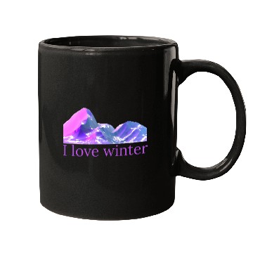 Discover I love winter - mountain-winter in cool colors Mugs