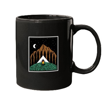 Discover Mountain Night Camper Gift Mugs