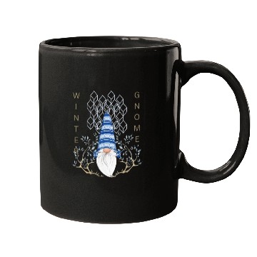 Discover Winter Gnomes Geometric Blue Leafs Mugs