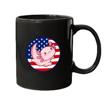 Discover Axolotl American Flag Kawaii Axolotl US Flag Axolo Mugs