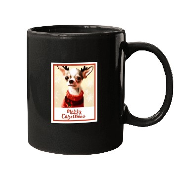 Discover Christmas portrait of a little chihuahua dog. Mugs
