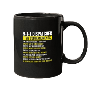Discover 911 Dispatcher Ten Commandments Gold Line Operator Mugs
