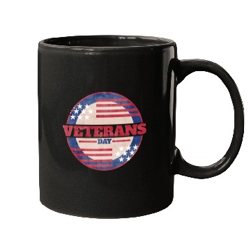 Discover US Flag Round Logo For Veterans Day Mugs