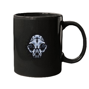 Discover Cat Skull Bursting out gray scale oddities Mugs