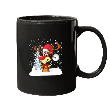 Discover Funny Reindeer Red Nose Santa Snowflake Mugs