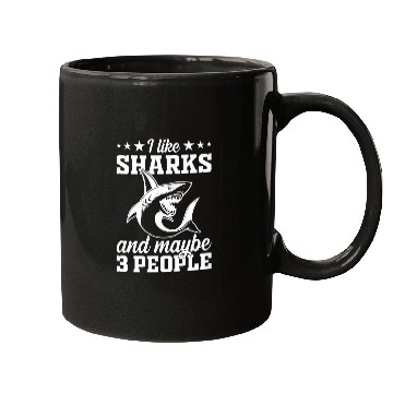 Discover I Like Sharks & Maybe 3 People - Great White Shark Mugs