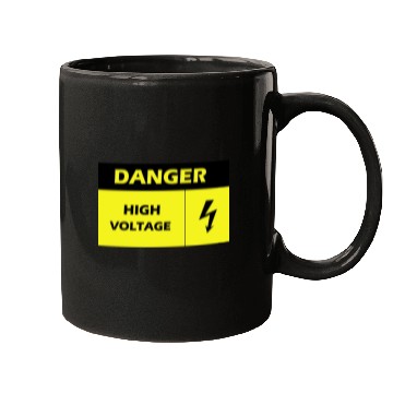 Discover Danger Electrical Hazard Yellow warning Label Mugs