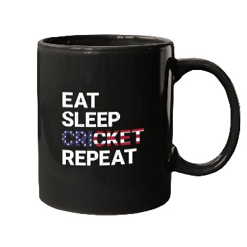 Discover Eat Sleep Cricket Repeat USA Flag Sports Gift Mugs
