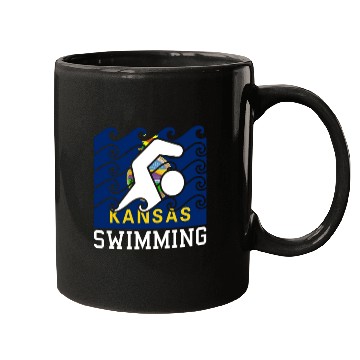 Discover Kansas Flag Swimming Team Swim Swimmer US State Mugs