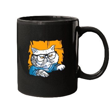 Discover Stylish Nerd Persian Cat Beanie Glasses Tattoo Mugs