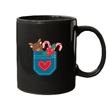 Discover Christmas moose peppermint pocket Mugs