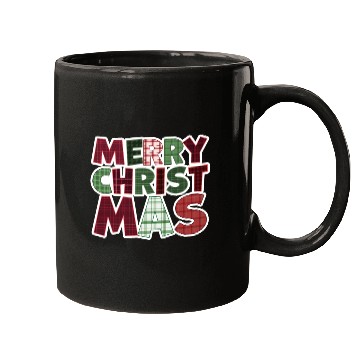 Discover Merry Christmas Motif Plaid Pattern Mugs