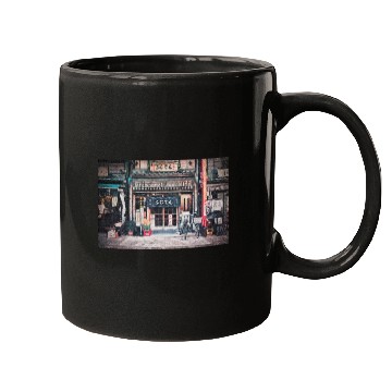 Discover Vintage Bicycle by a Tiny Nostalgic Store Painting Mugs