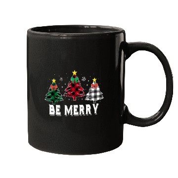 Discover Be Merry Christmas Tree Buffalo Plaid Family Match Mugs