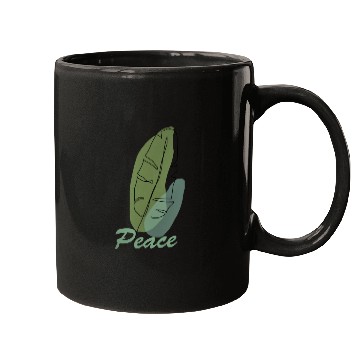 Discover Green leaf with peace, inspirational meanings Mugs