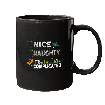 Discover Nice Naughty It's Complicated Christmas List Santa Mugs