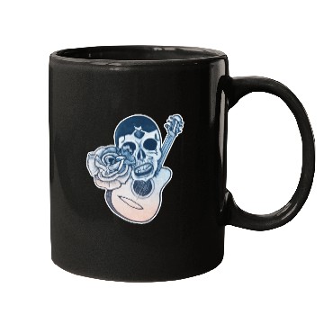 Discover Grotesque Rock And Roll Skull & Guitar Mugs