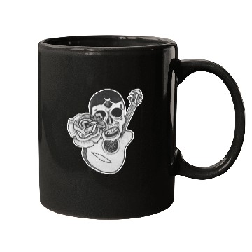 Discover Grotesque Rock And Roll Skull & Guitar Mugs
