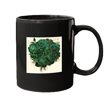 Discover Green and Gold Glam Roses Pattern Mugs