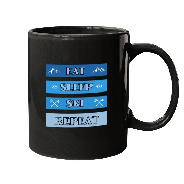 Discover Eat Sleep Ski Repeat Modern Mugs