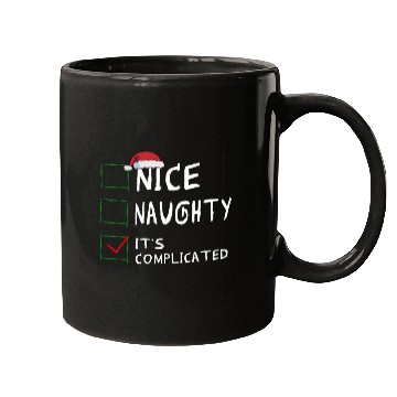 Discover Nice Naughty It's Complicated Christmas List Santa Mugs