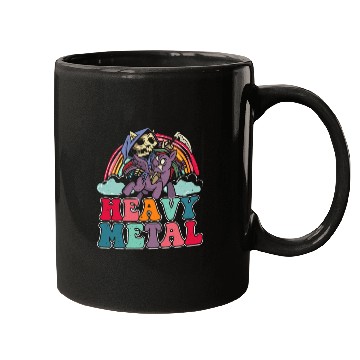 Discover Heavy Grim Unicorn Rainbow Metal Music Lover Rock Mugs