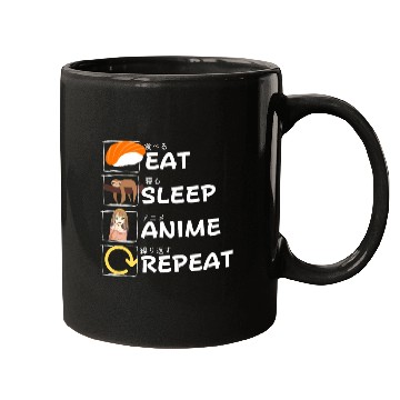 Discover Eat Sleep Anime Repeat Mugs, Anime Manga