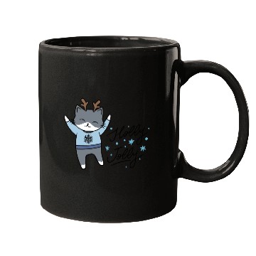 Discover Christmas Holly Jolly Funny Cat! Mugs